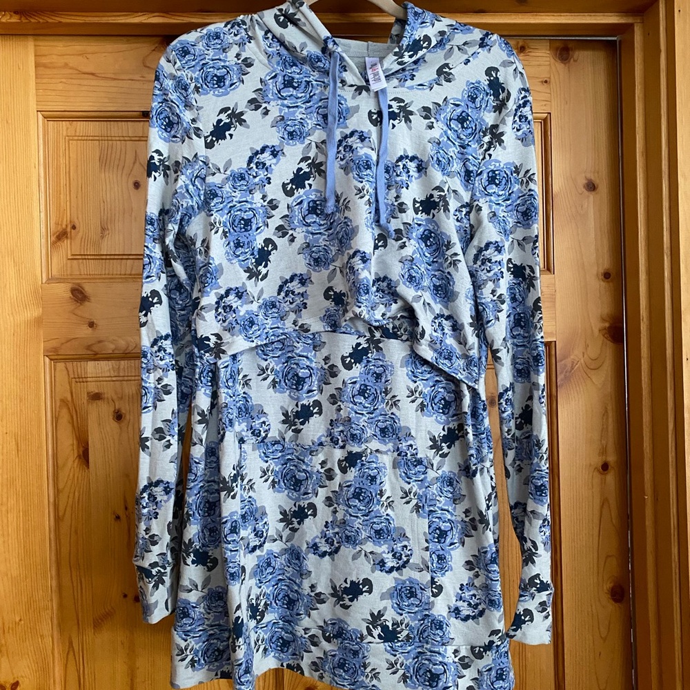 Latched Mama Blue Floral Nursing Hoodie